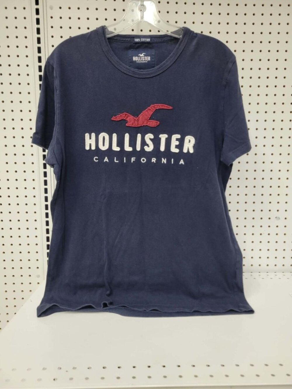Hollister California Mens Navy Graphic T-Shirt Large 100% Cotton Casual Crewneck